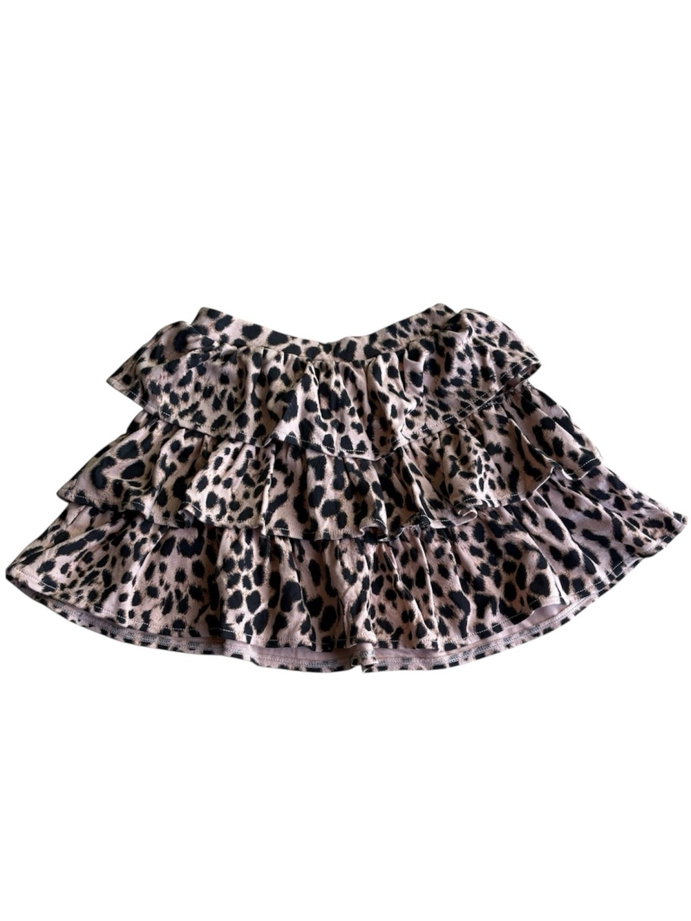 GapKids M girls 8 ruffle skirt elastic waist thick cotton blend tiered leopard